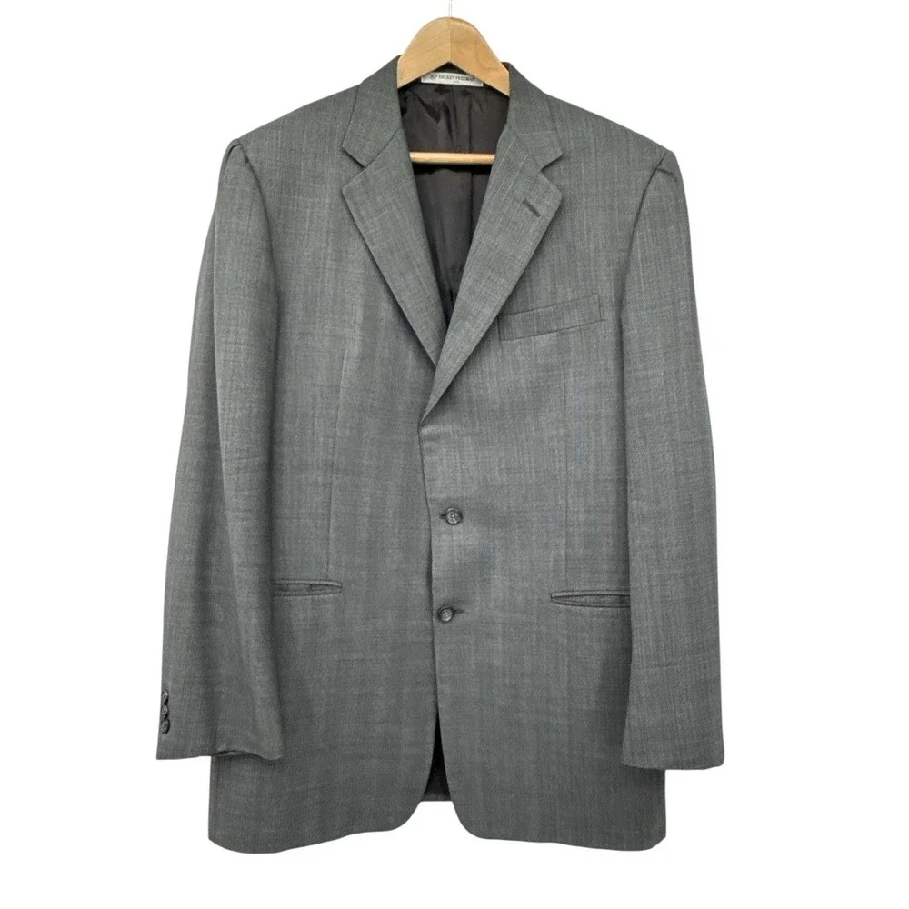 Hickey Freeman 42L Gray 100% Wool Blazer Men USA Made Luxury Sport Coat Tailored